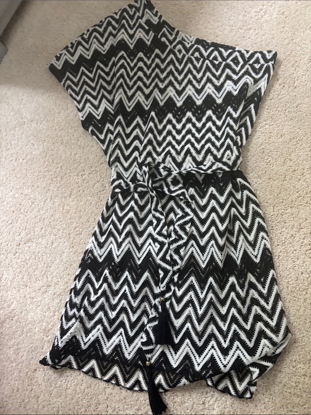 Trina Turk Black and White Chevron Knit Romper